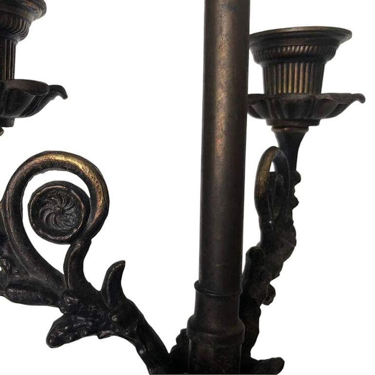 Neo-Classic Bronze Patina Cherub Candelabra Table Lamp - 5