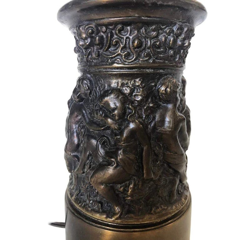 Neo-Classic Bronze Patina Cherub Candelabra Table Lamp - 8