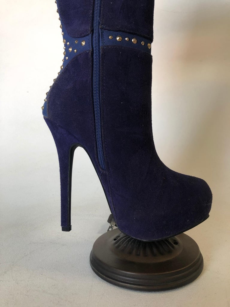 Purple Stiletto High Heel Boot Table Lamp with Floral Lamp Shade - 7