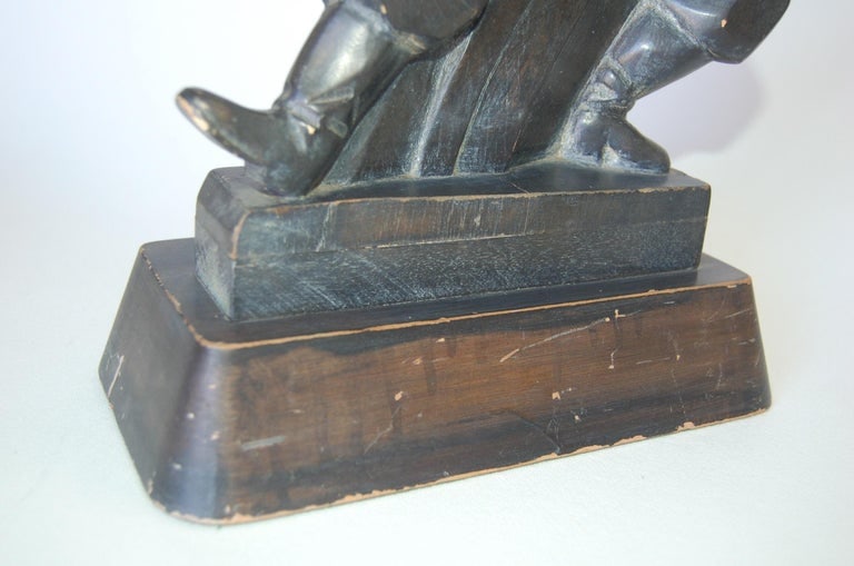 Hand Carved Wood Cossack Russian Dancer Table Lamp Signed Jascha Heifetz - 7
