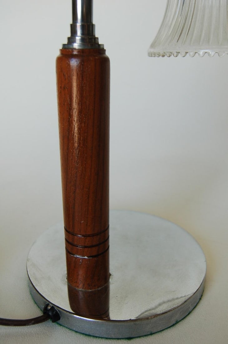 Art Deco Desk Table Lamp with Bell Shaped Glass Shade - 7