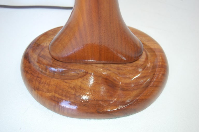 Freeform Abstract Carved Mahogany Table Lamp with Brass Accents, Jascha Heifetz - 8