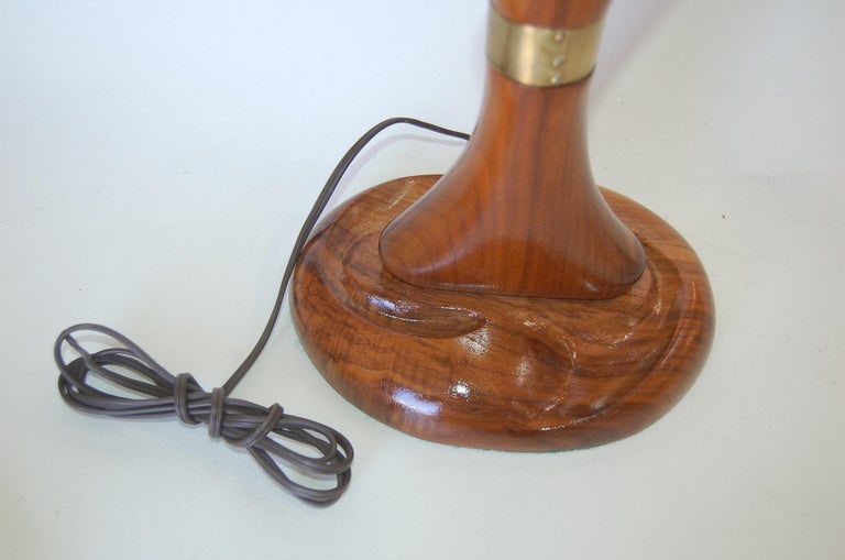 Freeform Abstract Carved Mahogany Table Lamp with Brass Accents, Jascha Heifetz - 9