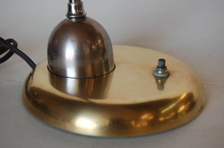 Brass and Chrome Machine Age Bell Shade Reading Desk Lamp - 11
