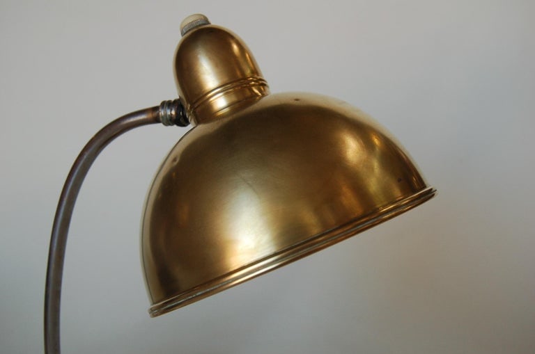 Brass and Chrome Machine Age Bell Shade Reading Desk Lamp - 8
