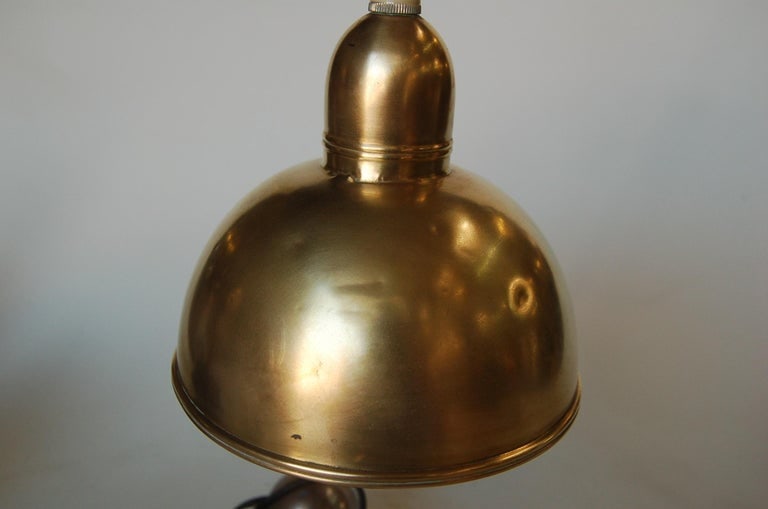 Brass and Chrome Machine Age Bell Shade Reading Desk Lamp - 9