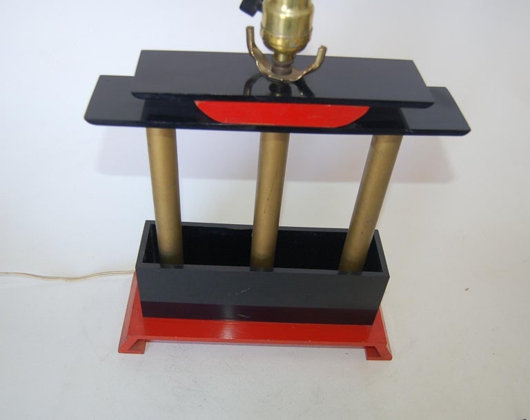 Mid-Century Modernist Torii Arch Mixed-Media Table Lamp - 4