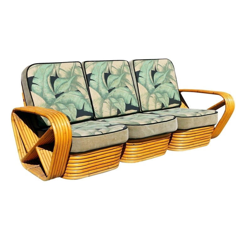Restored Style Six-Strand Square Pretzel 3-Seat Sofa, Pair - 3