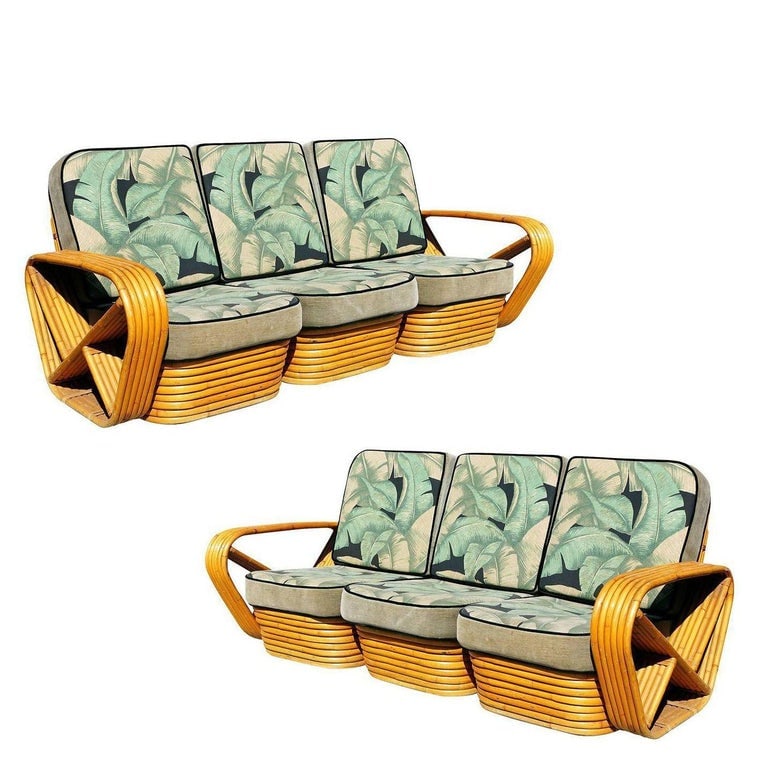 Restored Style Six-Strand Square Pretzel 3-Seat Sofa, Pair - 7