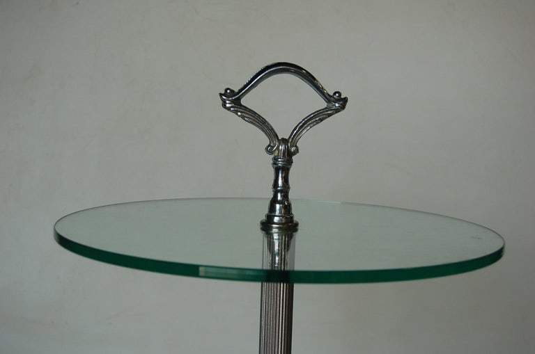Art Deco Agate Glass and Chrome Lightup Illuminating Side Table - 4