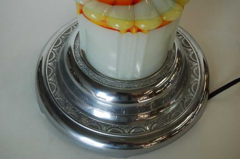 Art Deco Agate Glass and Chrome Lightup Illuminating Side Table - 6