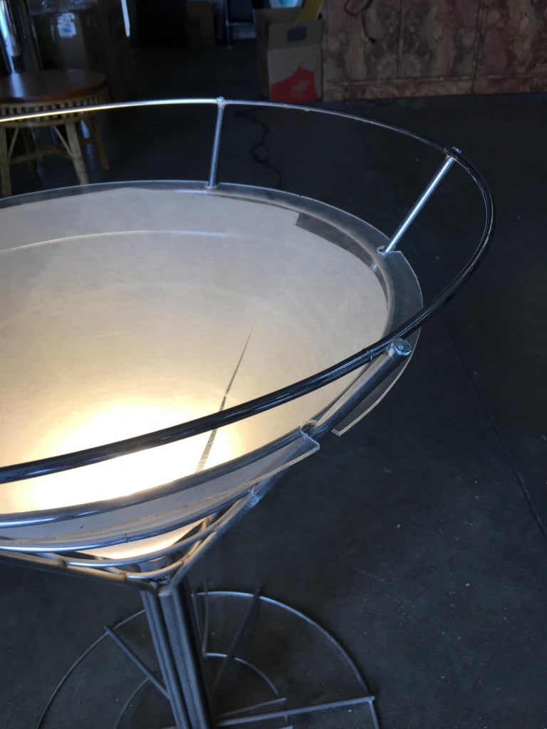 Chrome Wire Art Light Up Martini Lounge Side Table with Glass Top - 7