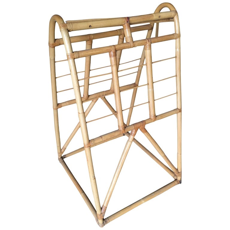 Restored Midcentury Rattan Arched Drying Rack - 2