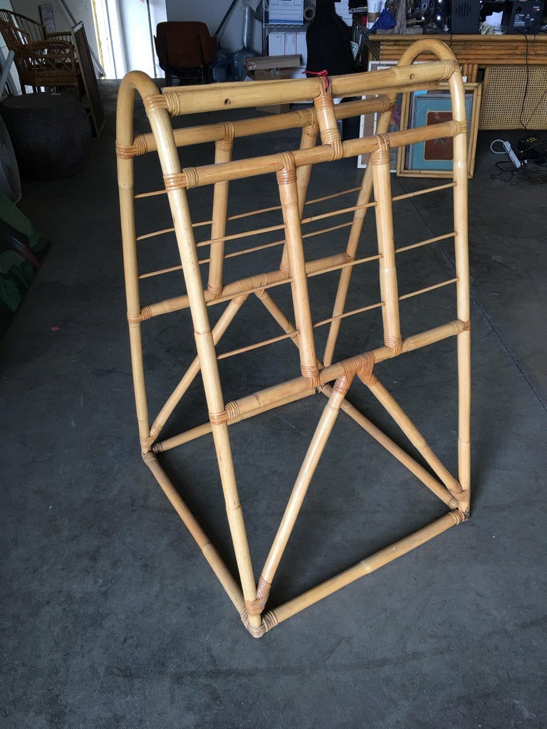Restored Midcentury Rattan Arched Drying Rack - 3