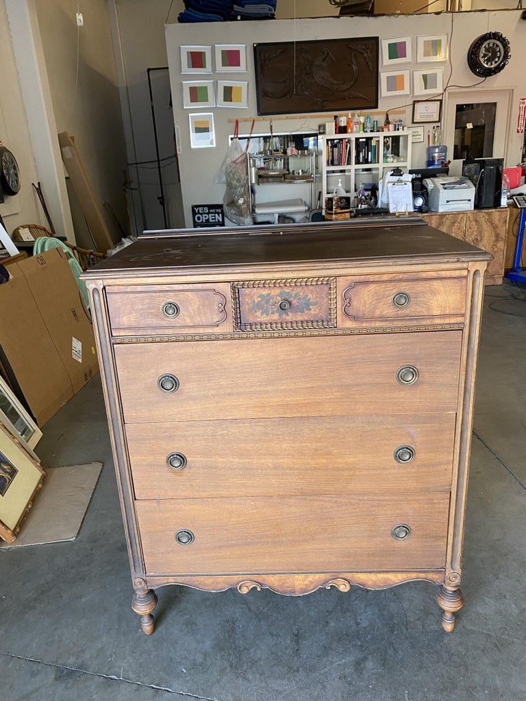 Antique Walnut Highboy Dresser w/ Vanity Table Mirror by Berkey & Gay Furniture - 8