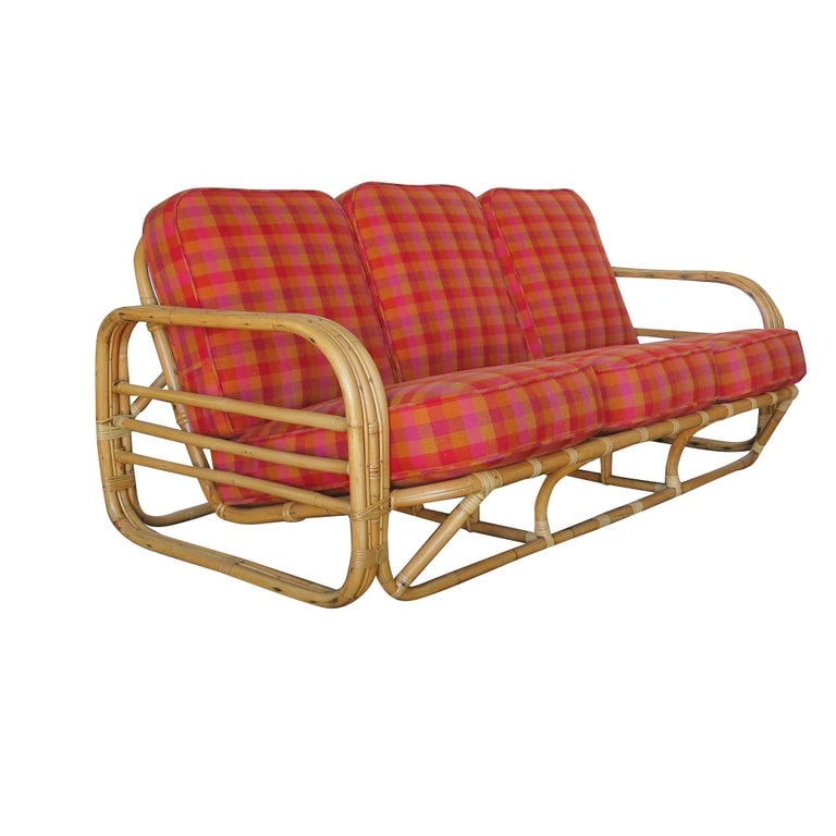 Restored Streamline Art Deco Rattan Living Room Set - 3