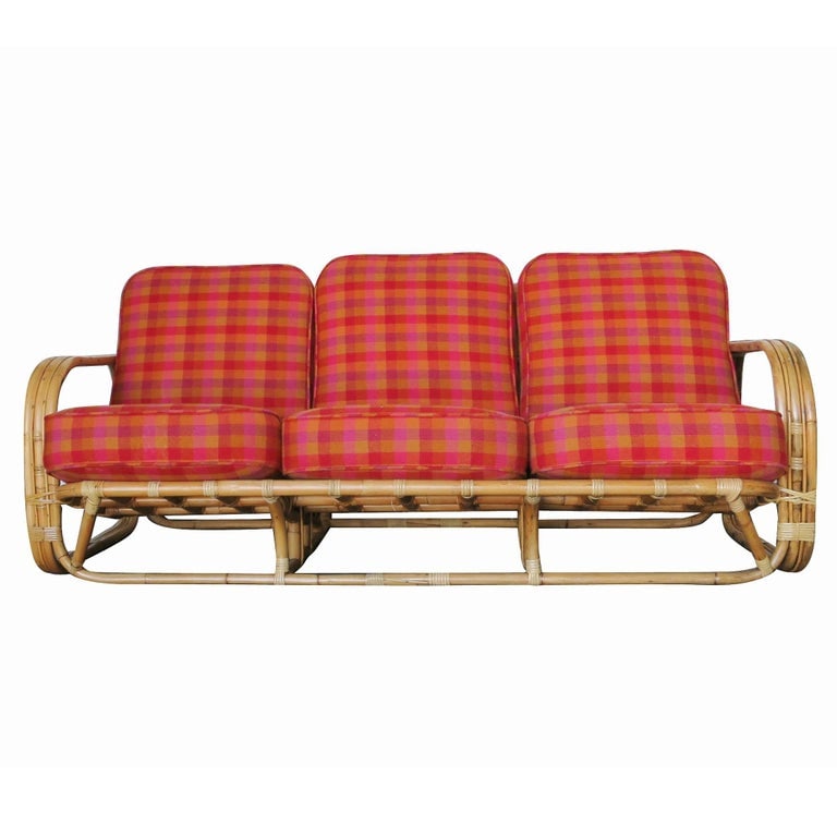 Restored Streamline Art Deco Rattan Living Room Set - 7