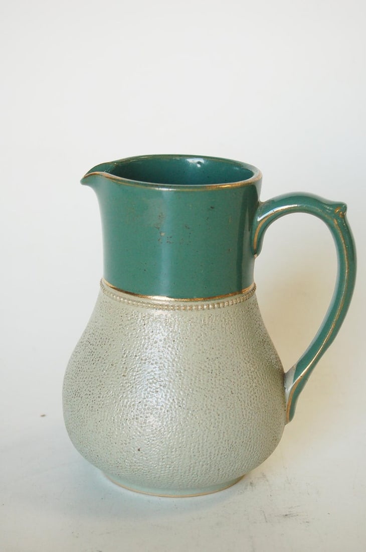 Glazed Ceramic Pottery Green Lidded Pitcher by Lovatts Langley, England - 3