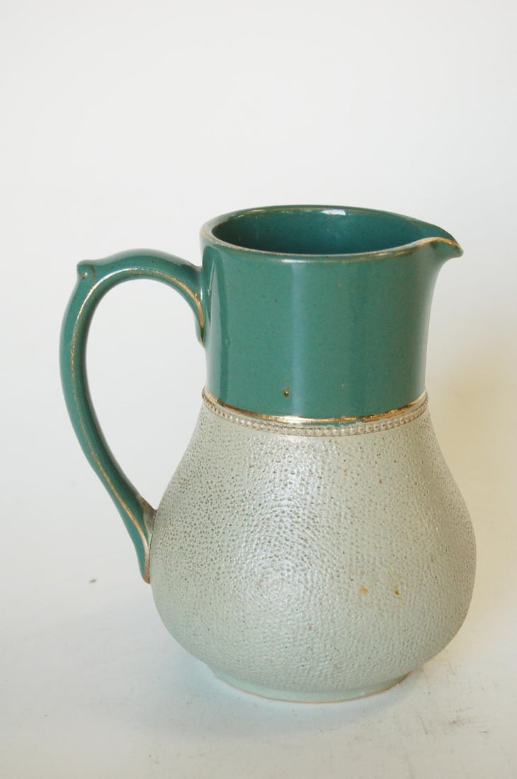 Glazed Ceramic Pottery Green Lidded Pitcher by Lovatts Langley, England - 4