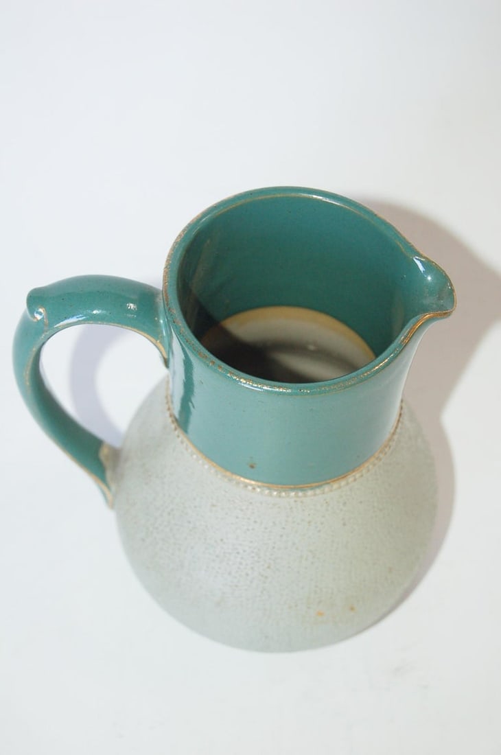 Glazed Ceramic Pottery Green Lidded Pitcher by Lovatts Langley, England - 5