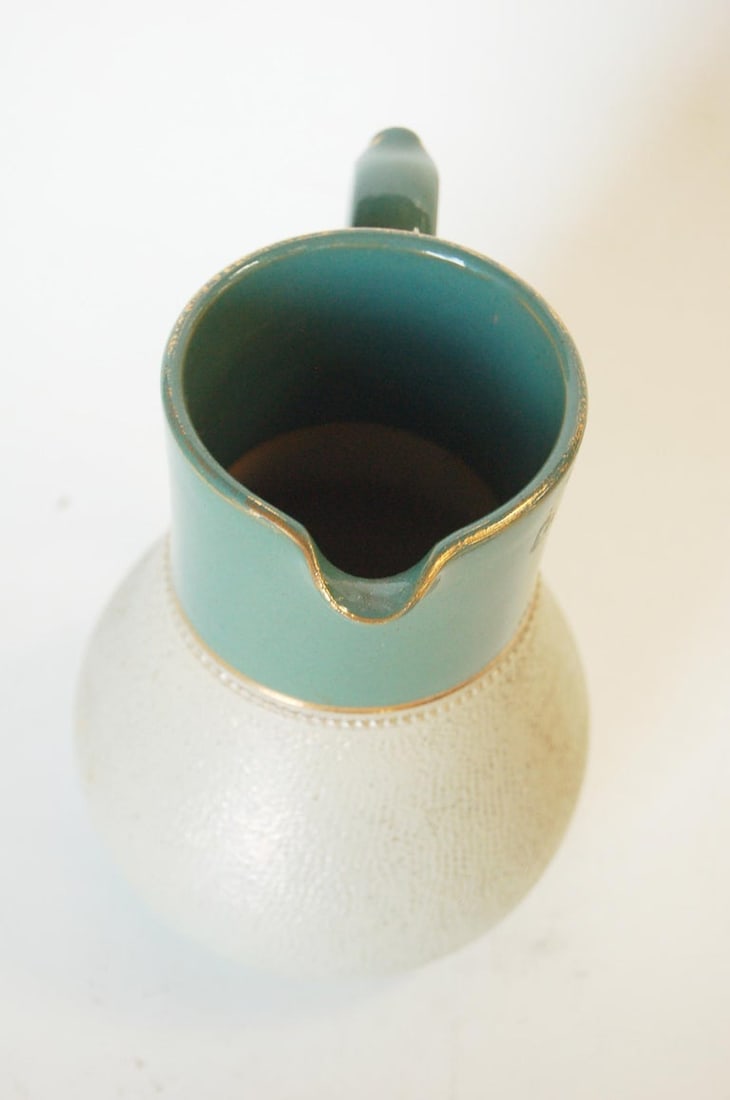 Glazed Ceramic Pottery Green Lidded Pitcher by Lovatts Langley, England - 7