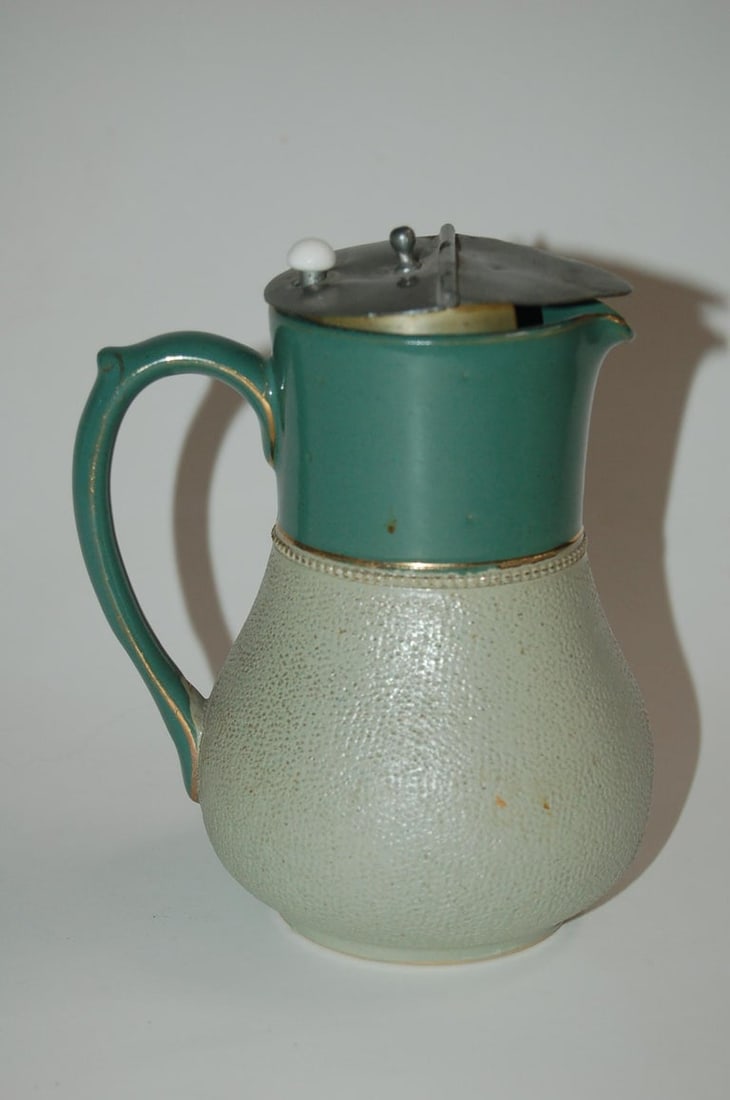 Glazed Ceramic Pottery Green Lidded Pitcher by Lovatts Langley, England - 8