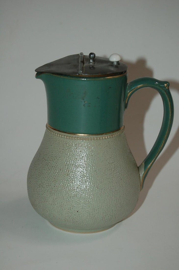 Glazed Ceramic Pottery Green Lidded Pitcher by Lovatts Langley, England - 9