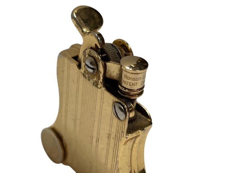 Gold-Plated Ronson Banjo Stylish Design Petrol Lighter, Japan - 11