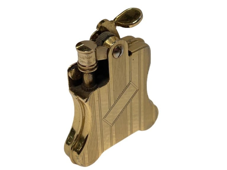 Gold-Plated Ronson Banjo Stylish Design Petrol Lighter, Japan - 12