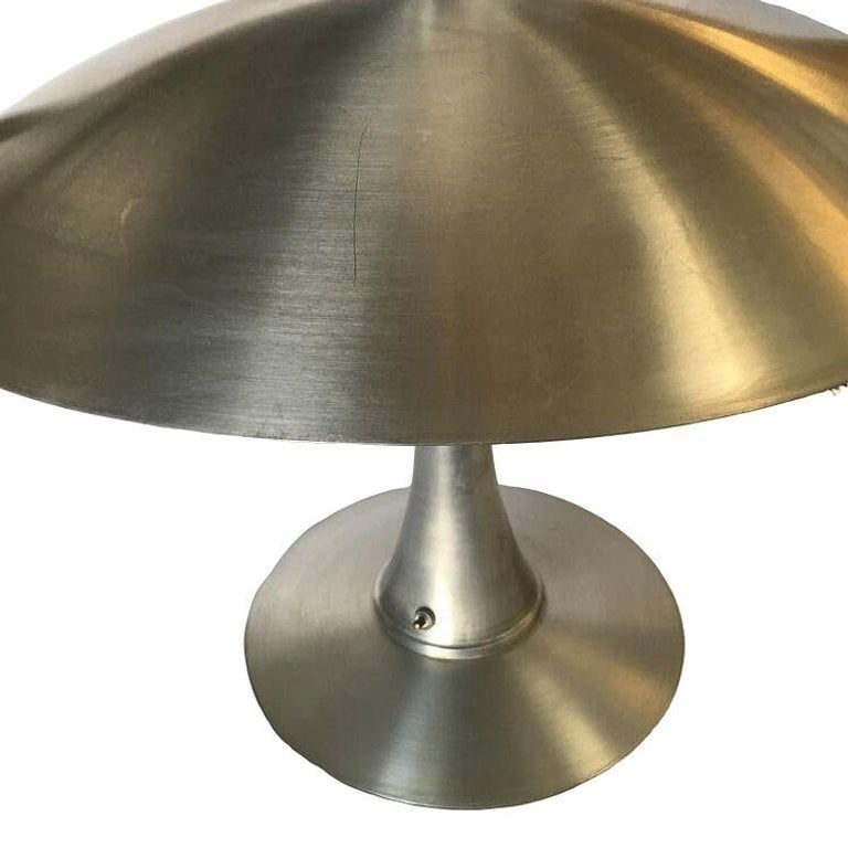 Art Deco Style Machine Age Table Lamp with Large Spun Aluminum Shade - 8