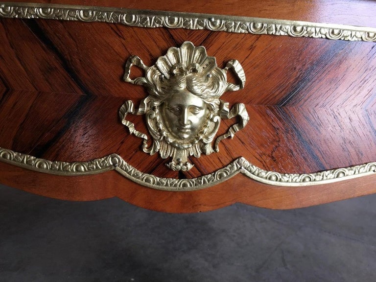 Louis XV Rococo Mahogany, Satinwood and Bureau Plat Executive Writing Desk - 11