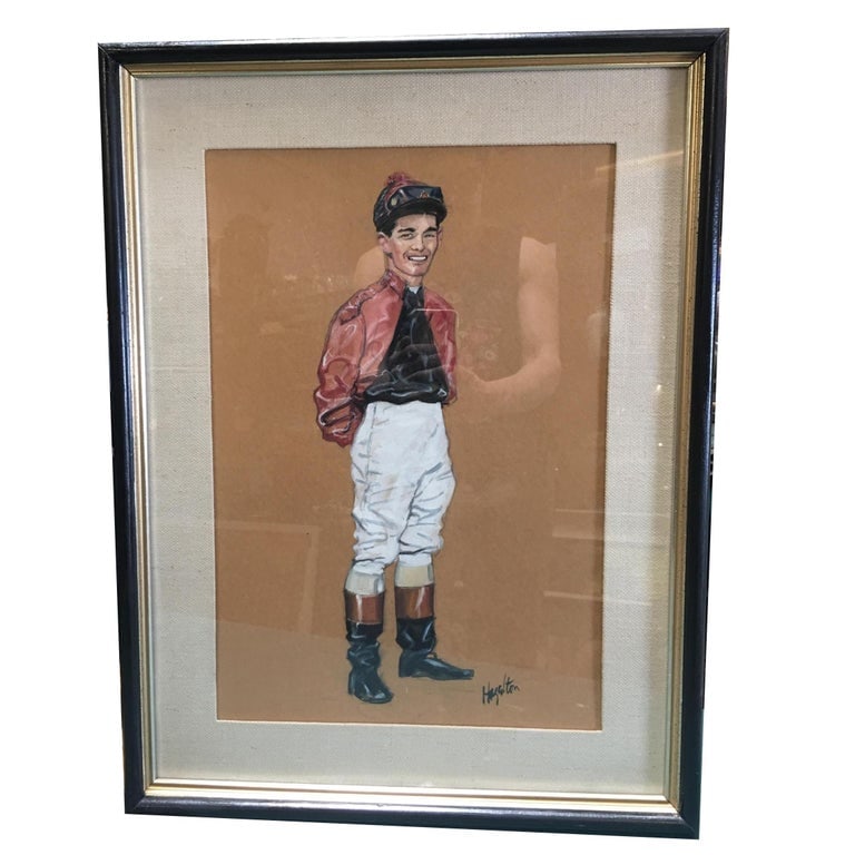 Pastel on Paper Horse Racing Jockey by Hagulaton, Pair - 7