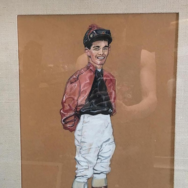 Pastel on Paper Horse Racing Jockey by Hagulaton, Pair - 8