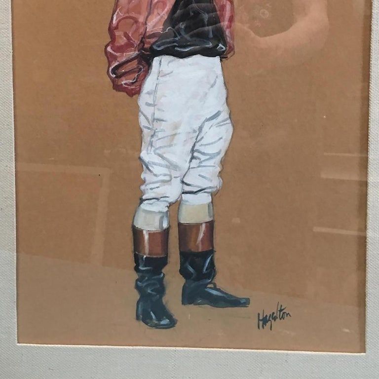 Pastel on Paper Horse Racing Jockey by Hagulaton, Pair - 9