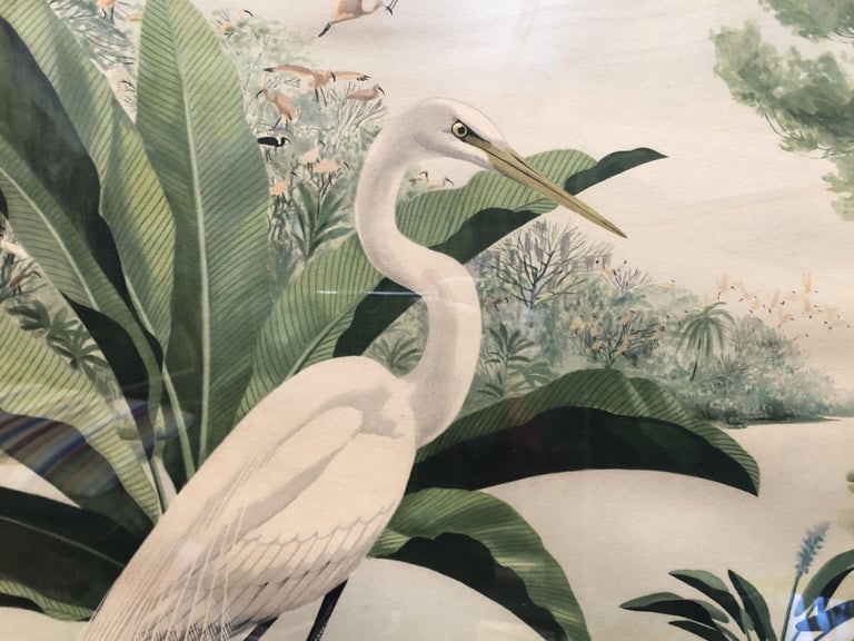 Post-War Tropical Cranes Print in Original Frame - 5