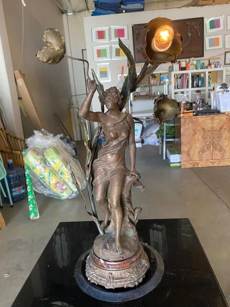 Ernest-Justin Ferrand Female "Coup de Soleil" Zamac Sculpture Table Lamp - 3