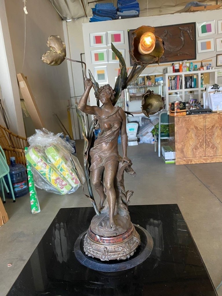 Ernest-Justin Ferrand Female "Coup de Soleil" Zamac Sculpture Table Lamp - 4