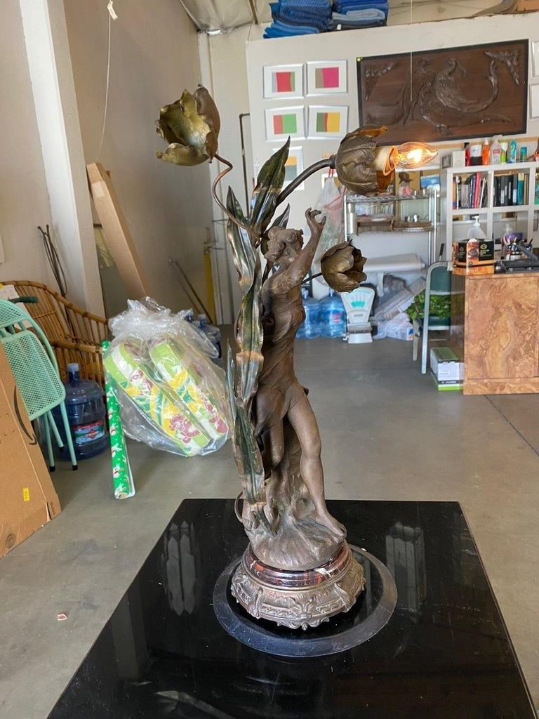 Ernest-Justin Ferrand Female "Coup de Soleil" Zamac Sculpture Table Lamp - 5