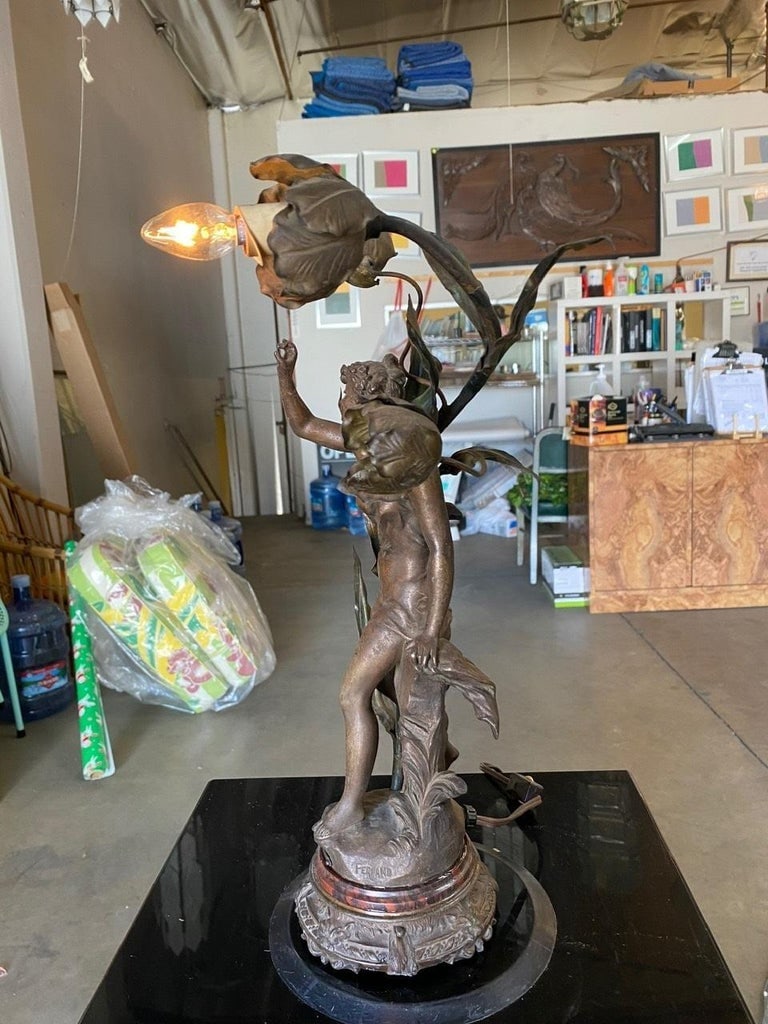 Ernest-Justin Ferrand Female "Coup de Soleil" Zamac Sculpture Table Lamp - 6