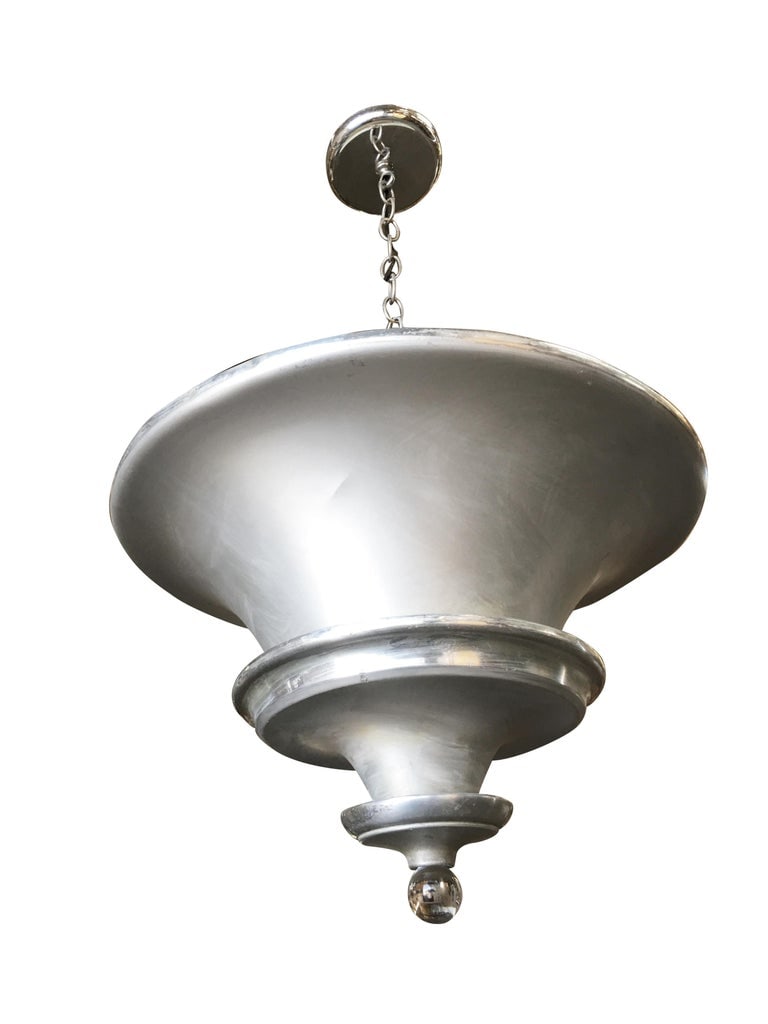 Spun Aluminum Art Deco Ceiling Pendant Lamp by Walter Von Nelson - 3