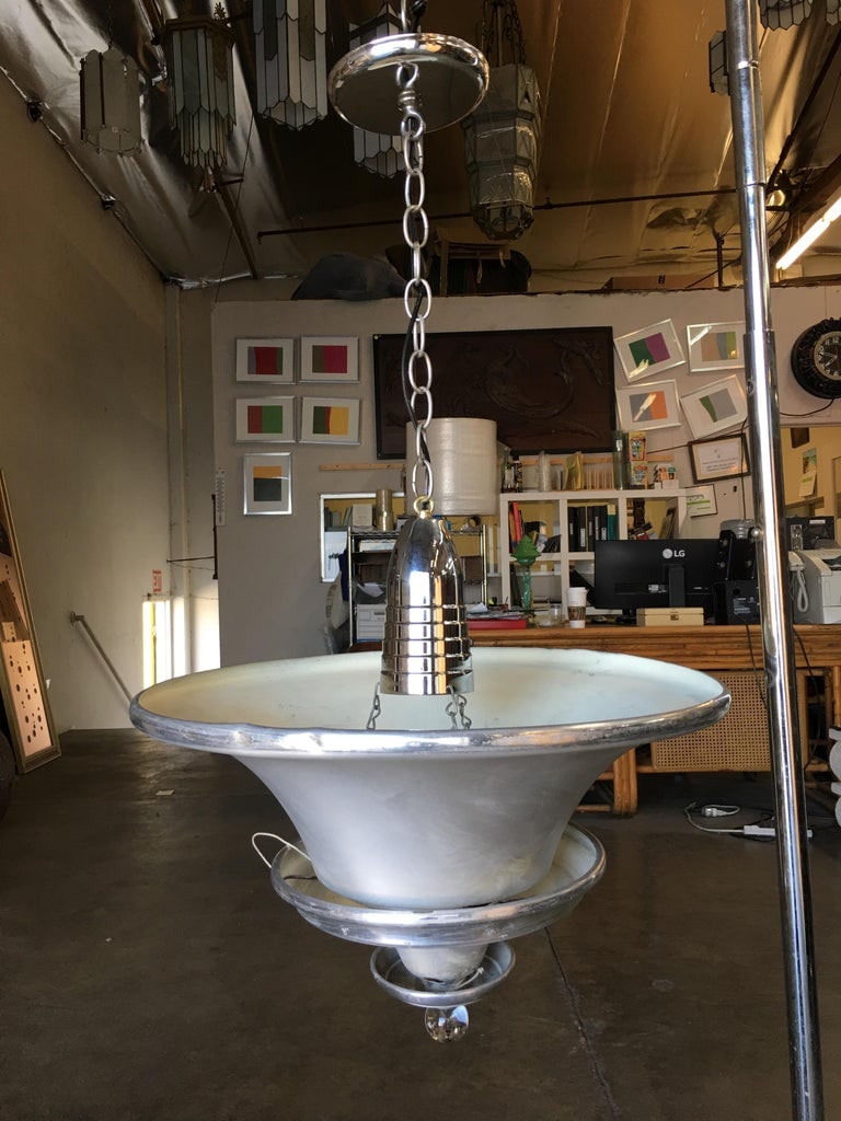 Spun Aluminum Art Deco Ceiling Pendant Lamp by Walter Von Nelson - 5