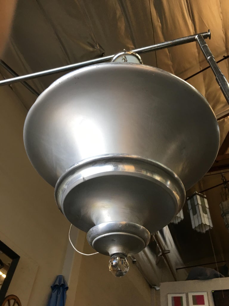 Spun Aluminum Art Deco Ceiling Pendant Lamp by Walter Von Nelson - 7