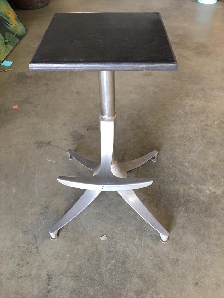 Custom Repurposed Mid Century Bar Stool w/ Teak Seat, Pair - 5