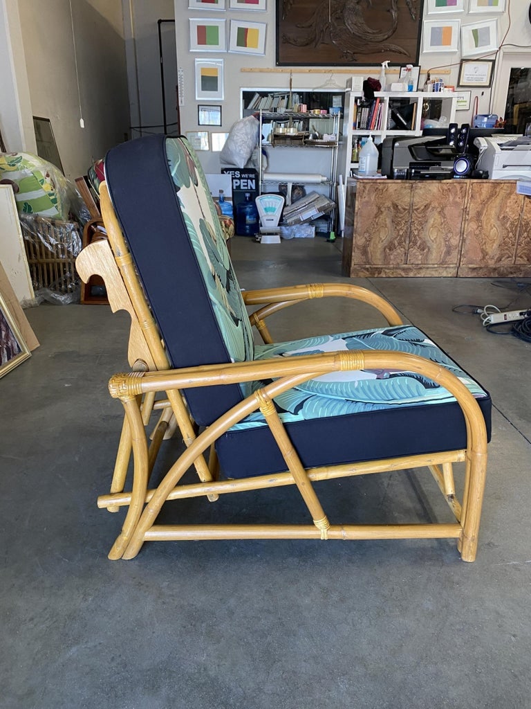 Restored Two-Strand "40s Transition" Adjustable Rattan Lounge Chair - 4