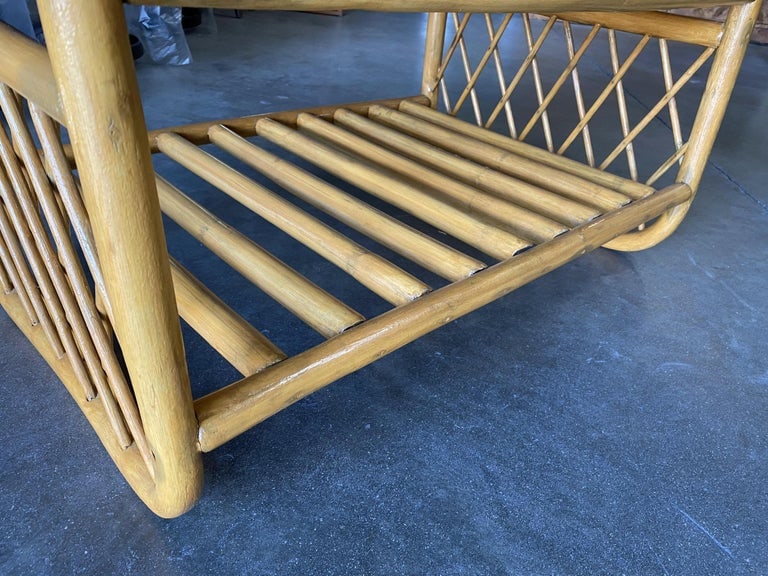 Large Rectangle Rattan Coffee Table with Diamond Link Side - 10
