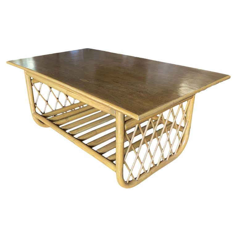 Large Rectangle Rattan Coffee Table with Diamond Link Side (1 of 10)