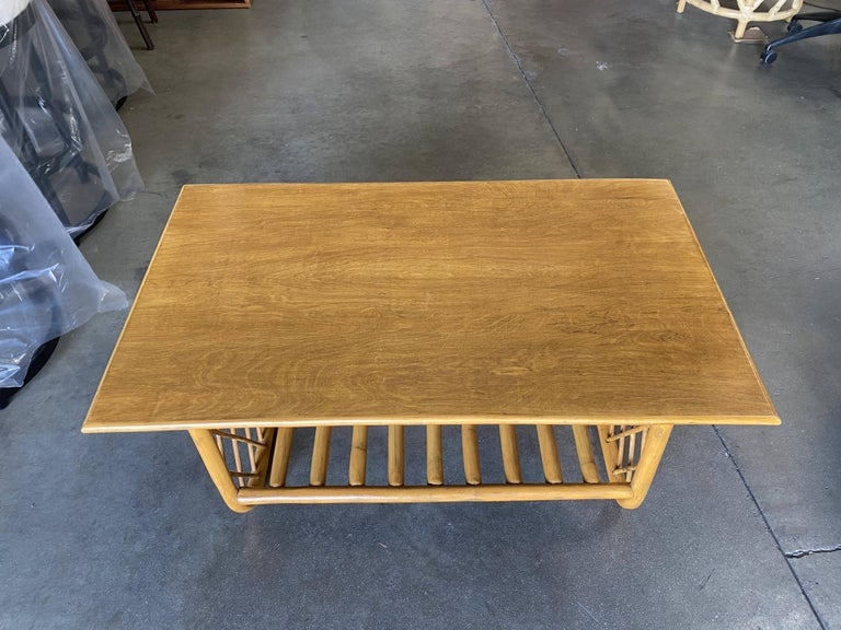Large Rectangle Rattan Coffee Table with Diamond Link Side - 6