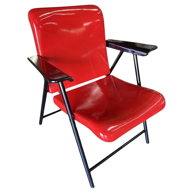 Russel Wright Outdoor/Patio Steel Folding Chair by Schwayder Bros, 5 Available - 2