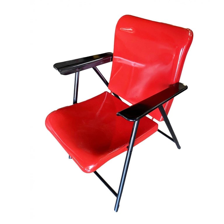 Russel Wright Outdoor/Patio Steel Folding Chair by Schwayder Bros, 5 Available - 4
