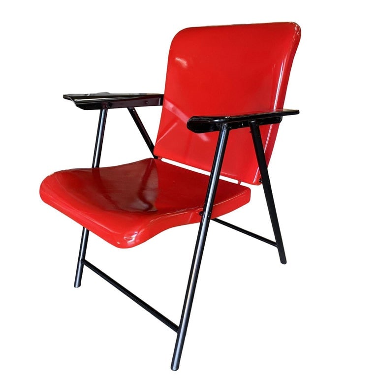 Russel Wright Outdoor/Patio Steel Folding Chair by Schwayder Bros, 5 Available - 7